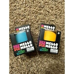 [Lot Of 2] NeeDoh Mello Mallo Color Change Squishy AUTHENTIC - Blue AND Orange